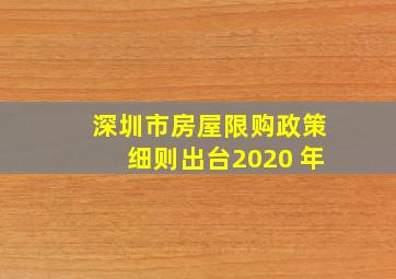 深圳市房屋限购政策细则出台2020 年